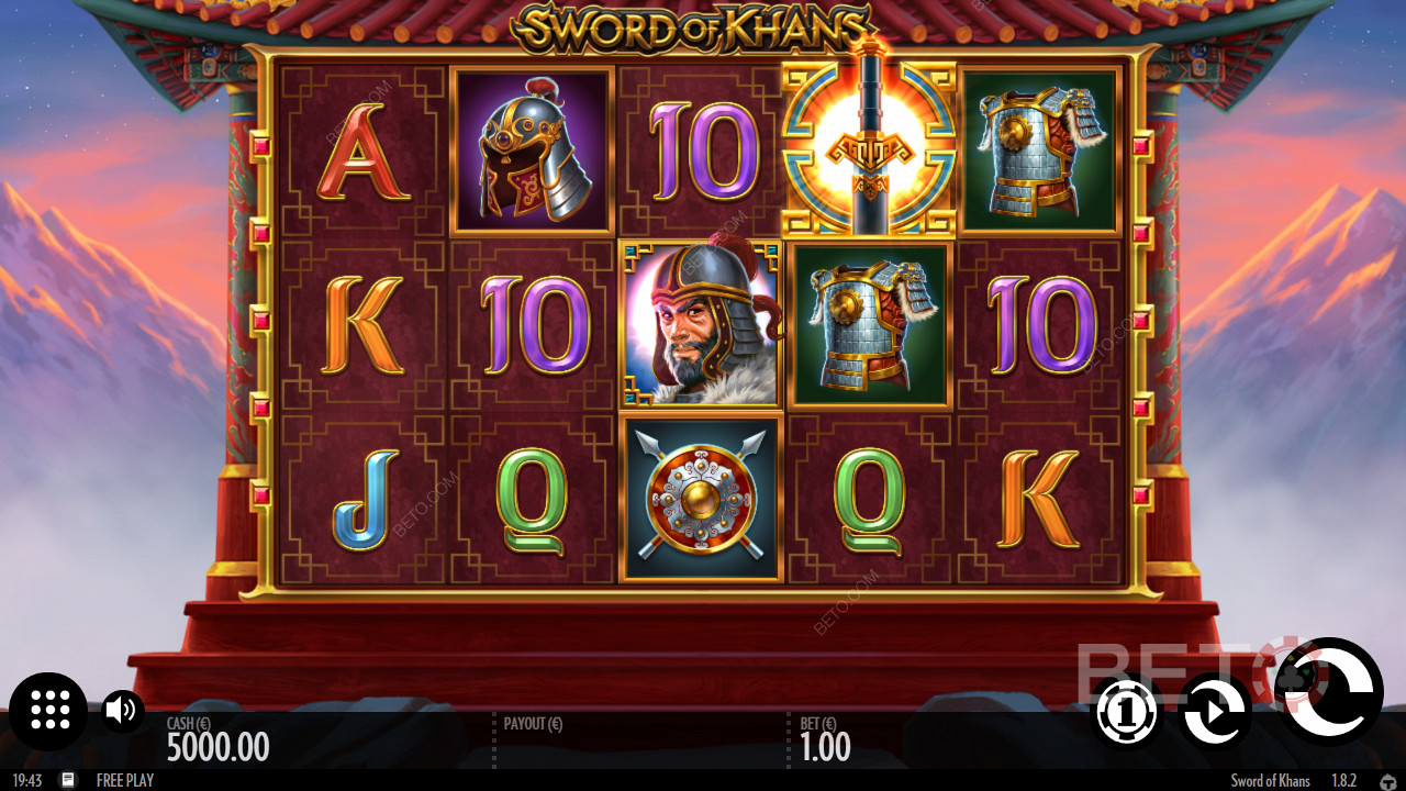 Классическая сетка 5х3 в игре Sword Of Khans - Битва рядом с Чингисханом