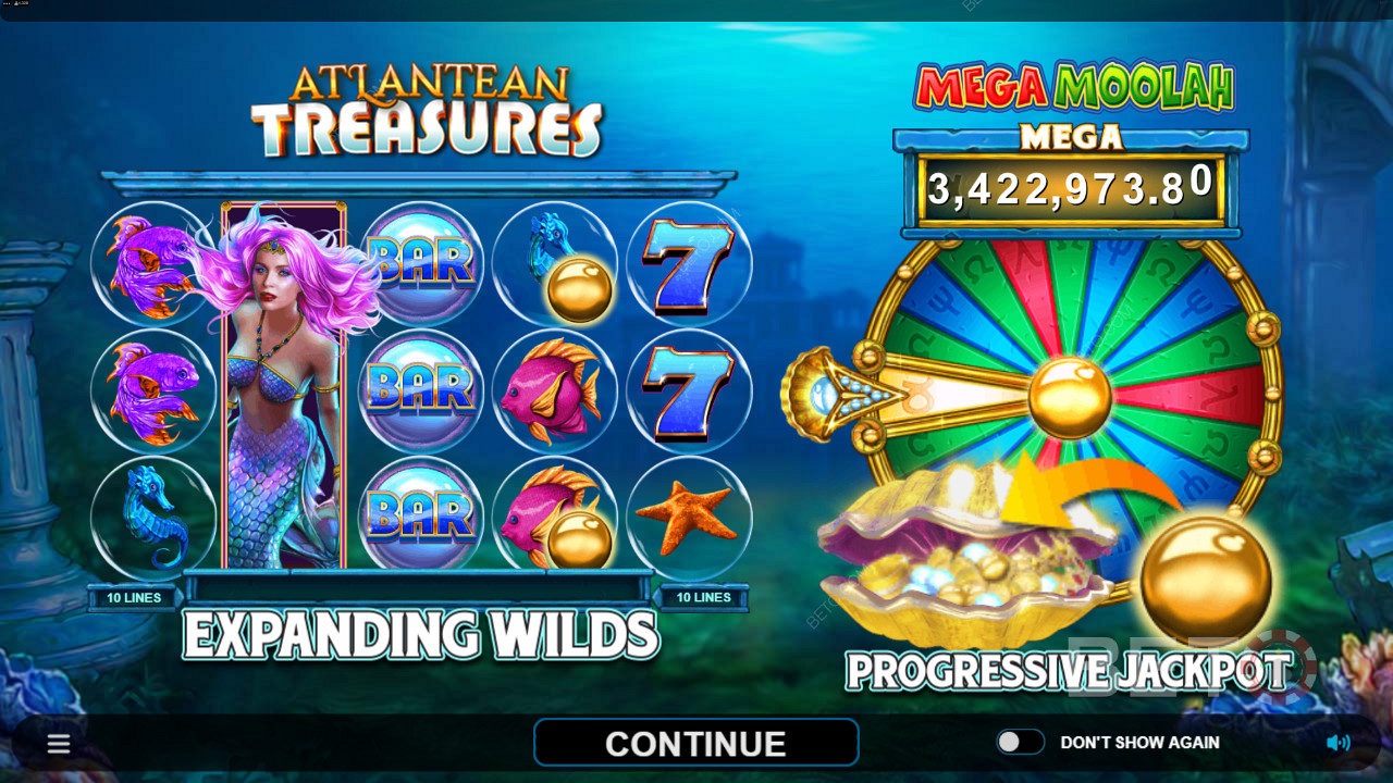 Выиграйте глубоко зарытые сокровища в игре Atlantean Treasures Mega Moolah от Neon Valley Studios