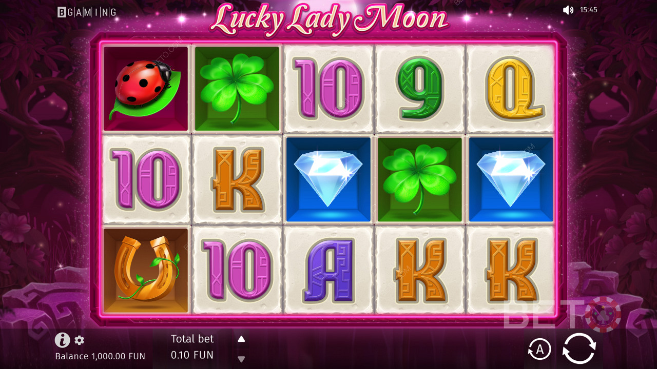 Исследуйте все алмазы и выигрывайте огромные суммы в игре Lucky Lady Moon
