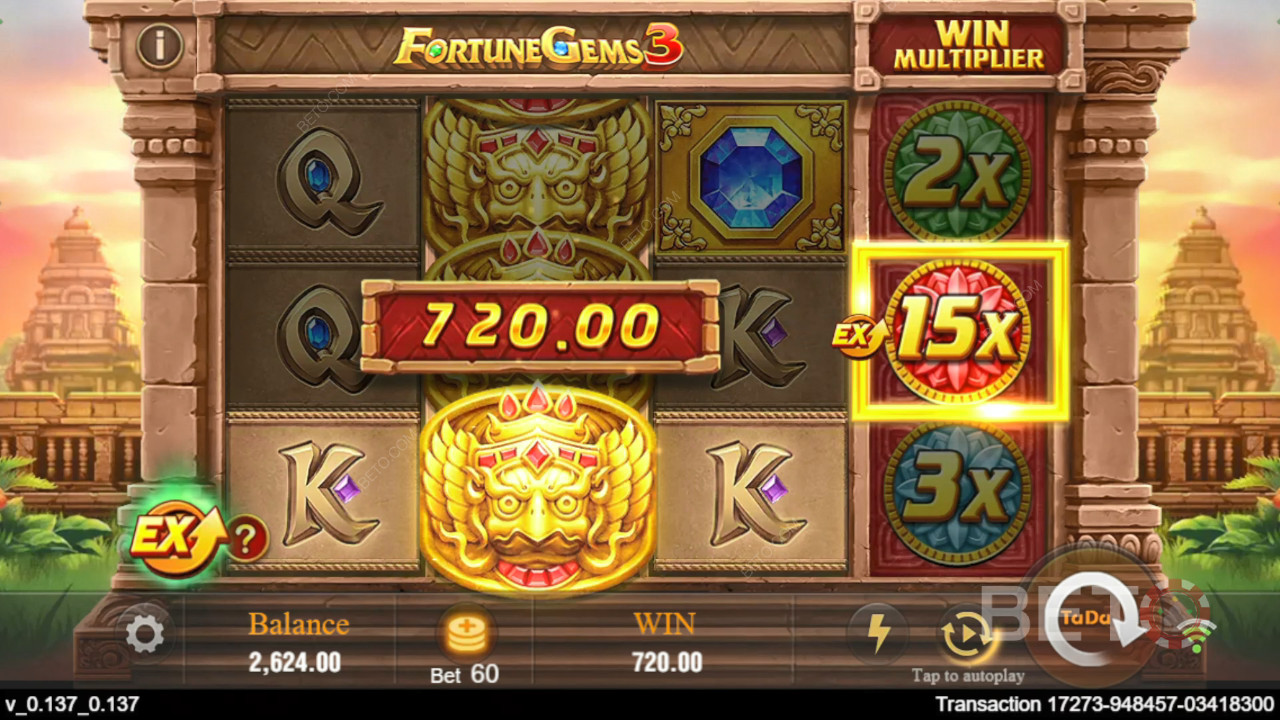 Выиграйте 10,125x Вашу ставку в онлайн слоте Fortune Gems 3!