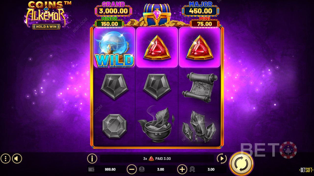 Бонусные функции, объясненные в Coins of Alkemor - Hold & Win by Betsoft