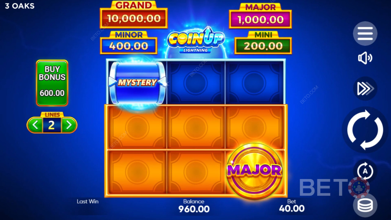 Бонусные функции объяснены в Coin Up: Lightning от 3 Oaks Gaming