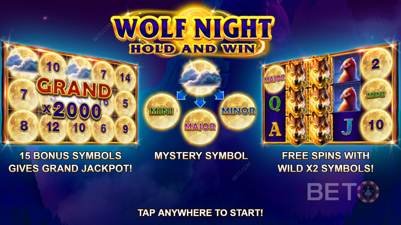 Выиграйте главный приз в размере до 2000x вашей ставки в игре Wolf Night