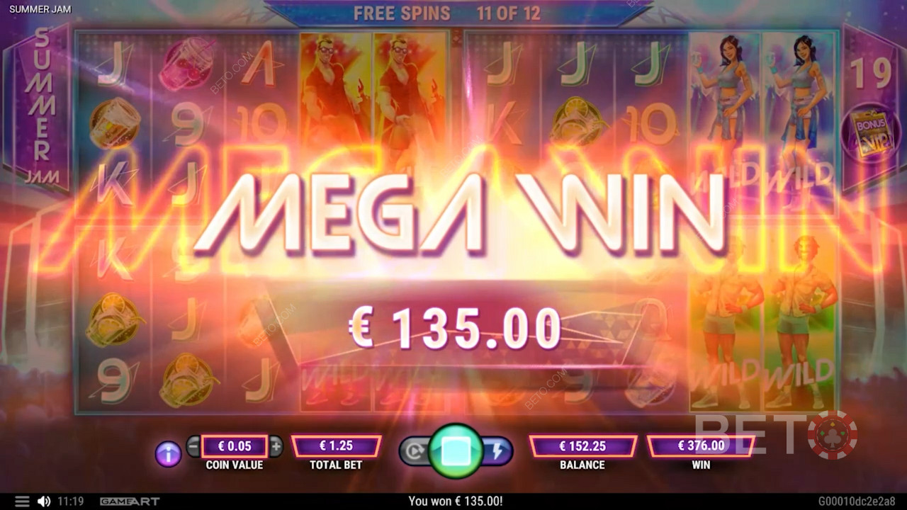 Наслаждайтесь огромными выигрышами с помощью бесплатных вращений в игровом автомате Summer Jam.