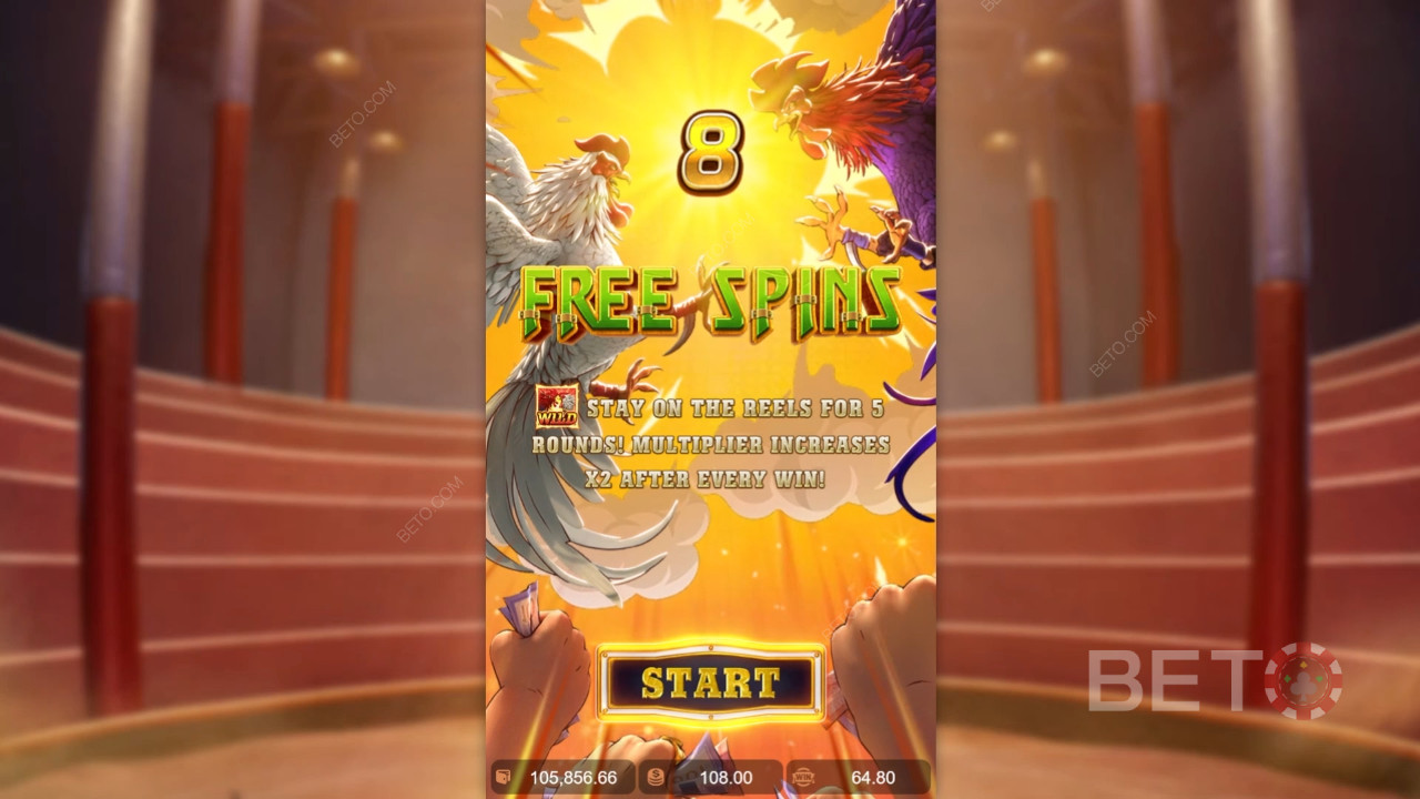 Бонусные функции, объясненные в Rooster Rumble by PG Soft