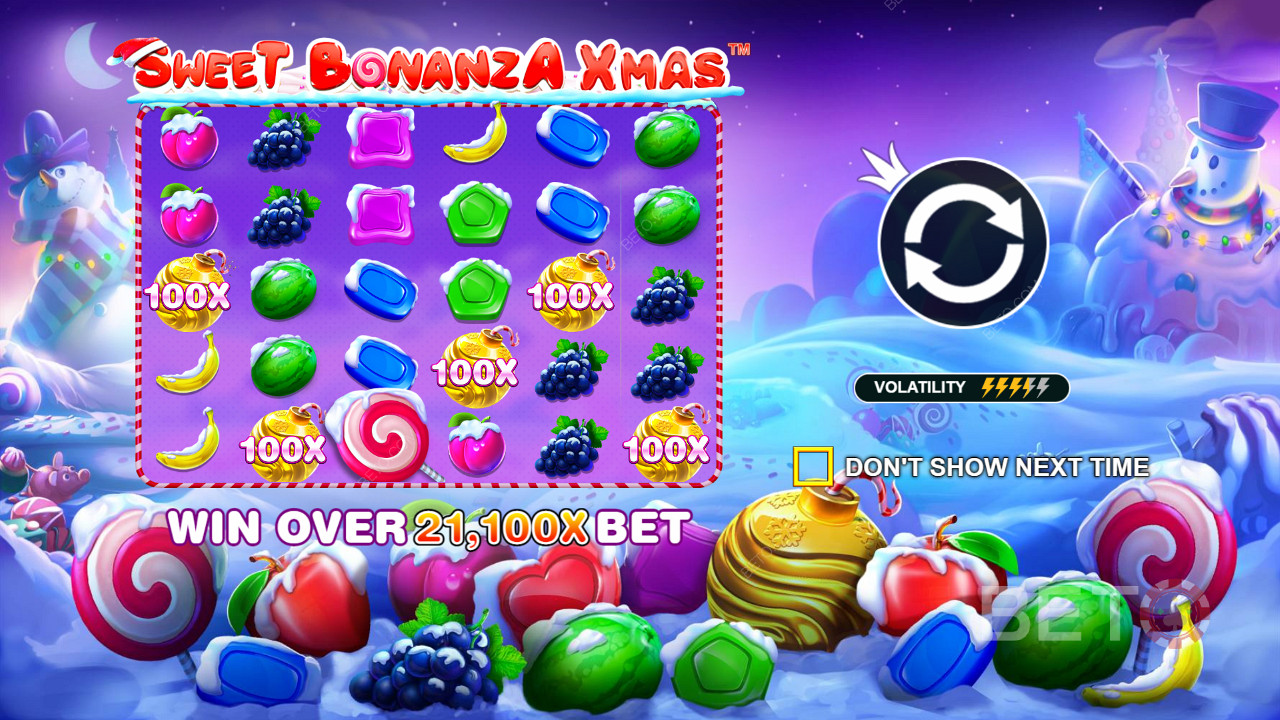 Широкая игровая сетка Sweet Bonanza Xmas