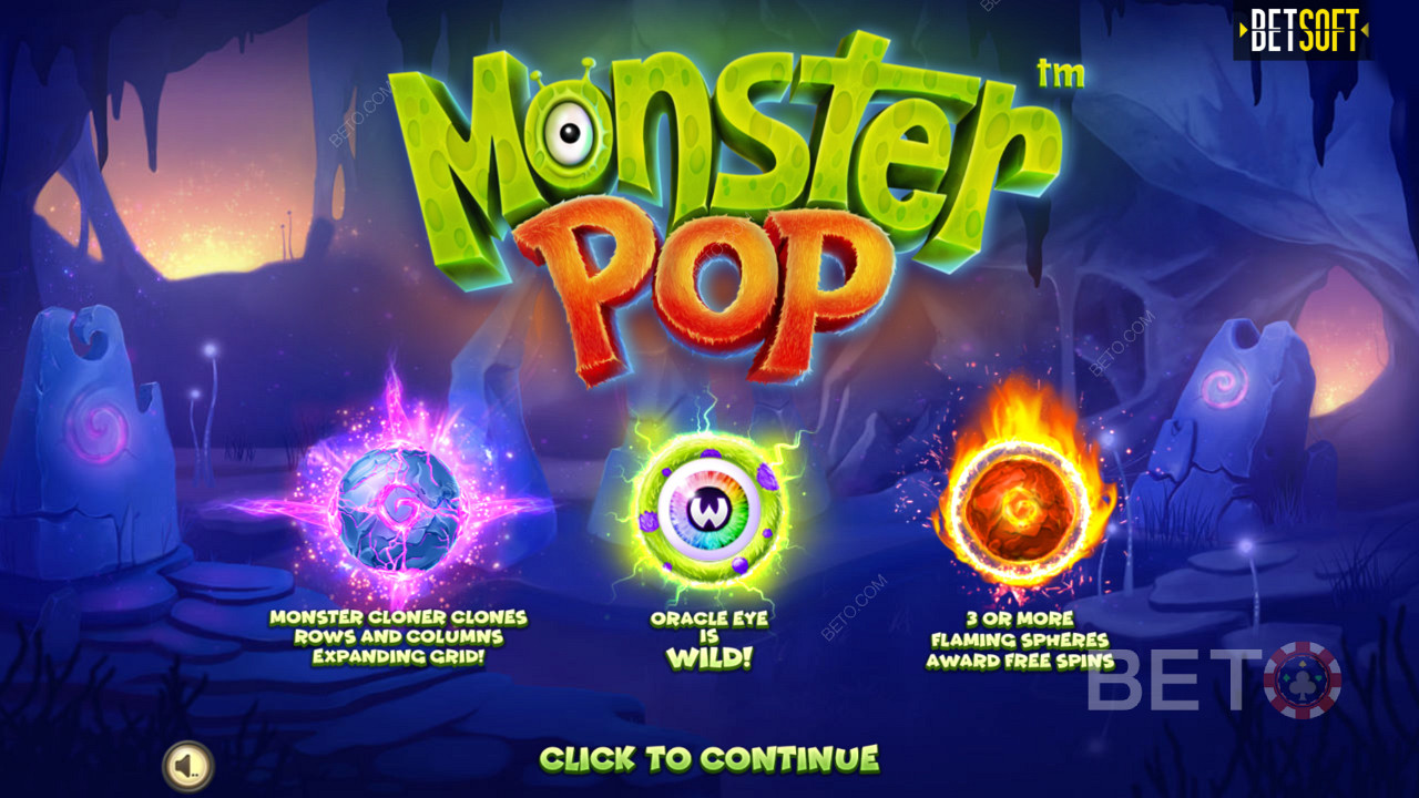 Наслаждайтесь инновационными бонусными функциями в видеослоте Monster Pop