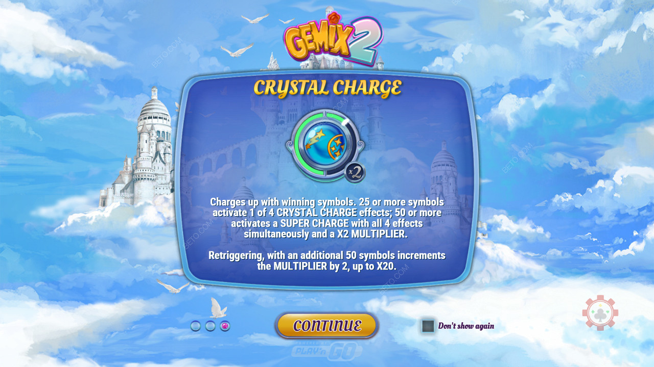 Заряжайте счетчик выигрышными символами и запускайте эффекты Crystal Charge в слоте Gemix 2