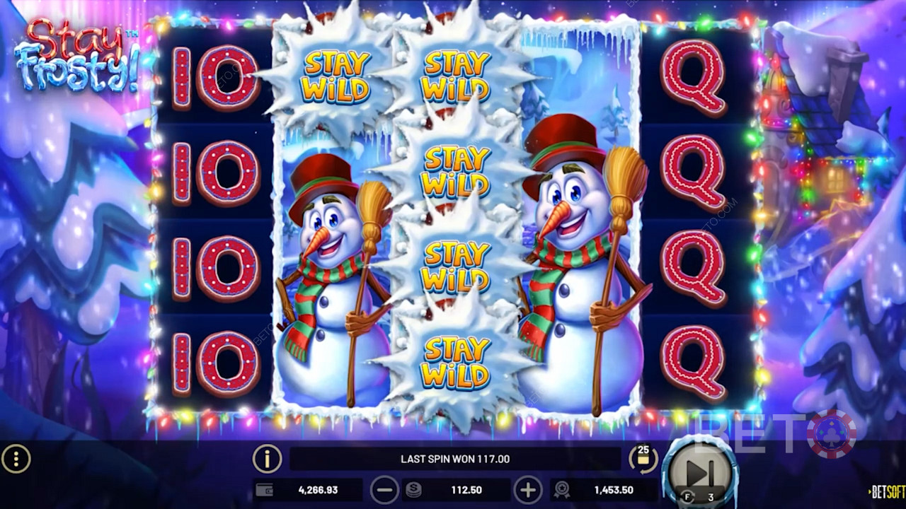 Широкая игровая сетка в игре Stay Frosty! с 5 барабанами и 4 рядами