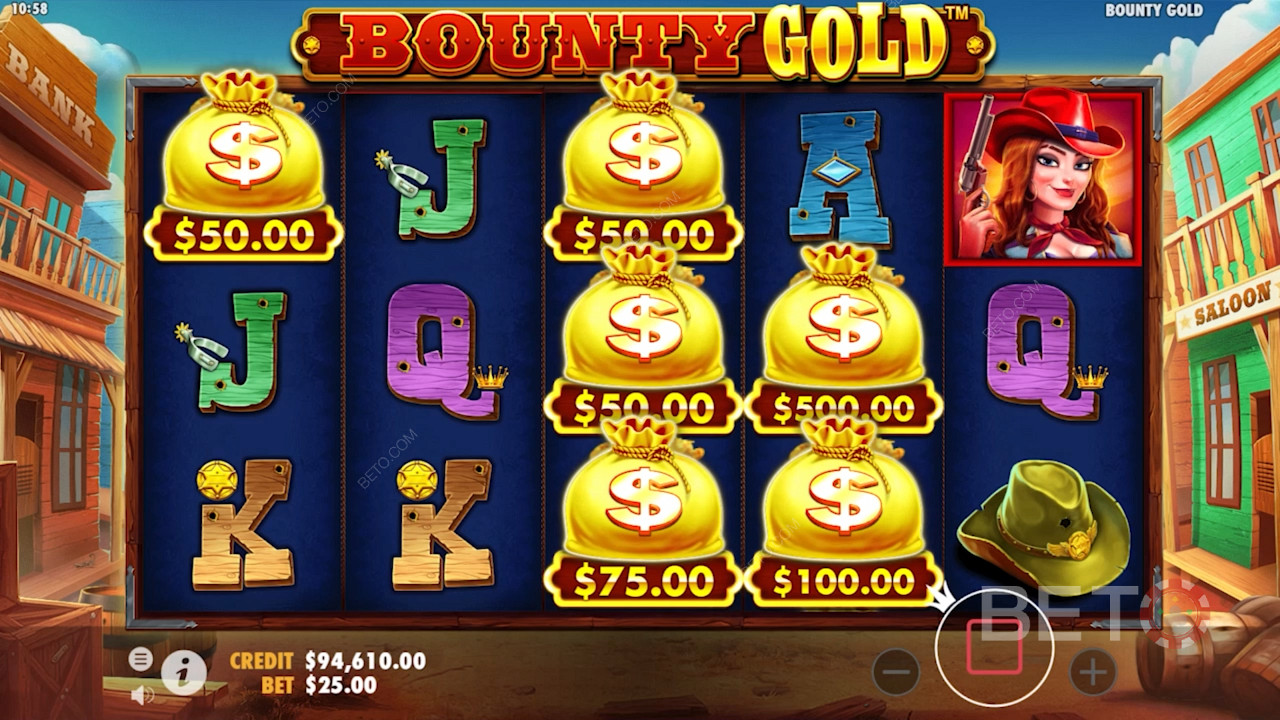 Символы денежного мешка на сетке Bounty Gold