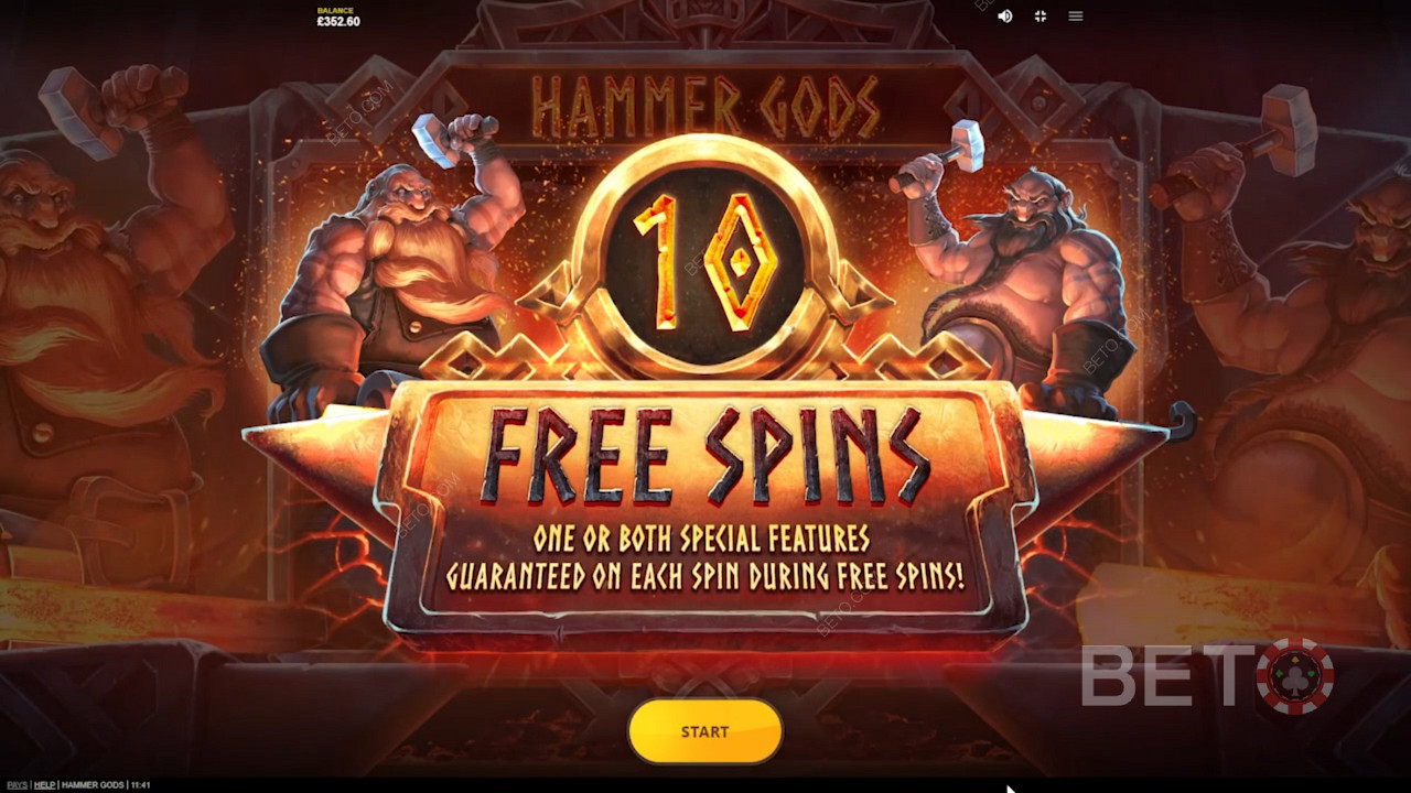 Насладитесь 10 бесплатными спинами в игровом автомате Hammer Gods