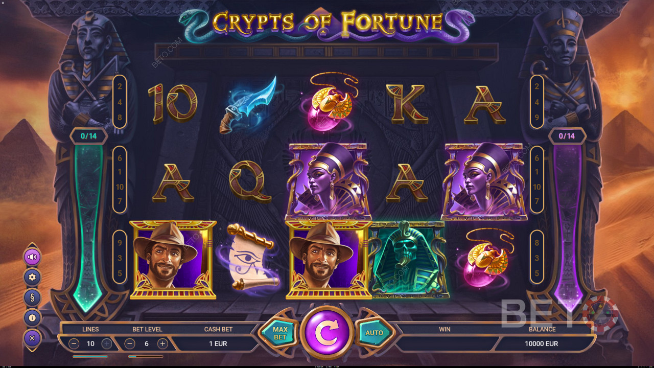 Собирайте скаттеры для запуска бесплатных вращений в игровом автомате Crypts of Fortune