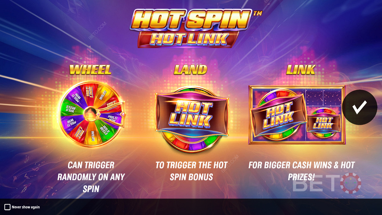 Вступительный экран Hot Spin Hot Link с подробной информацией о его бустерах