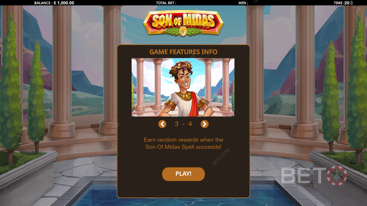 На вступительном экране игры Son of Midas отображается полезная информация
