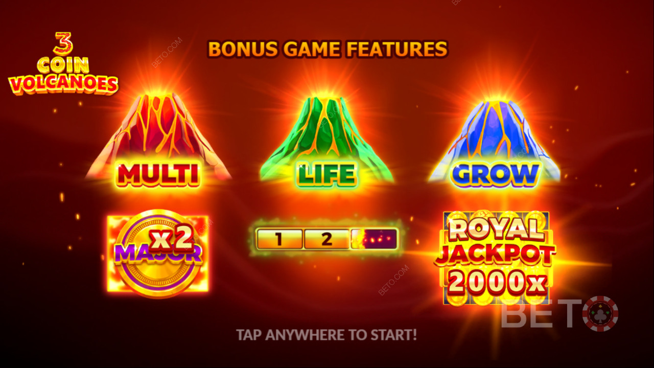 Выиграйте 2 000x вашу ставку в онлайн слоте 3 Coin Volcanoes!