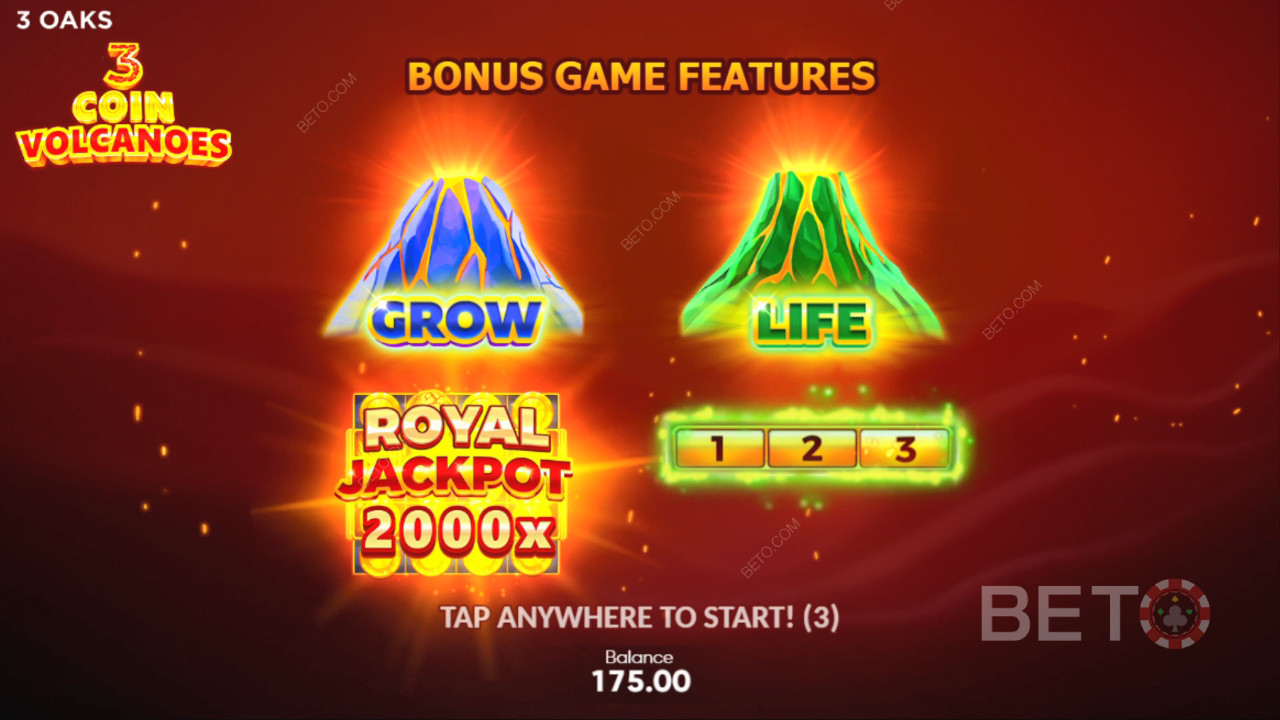 Бонусные функции в игре 3 Coin Volcanoes от 3 Oaks Gaming