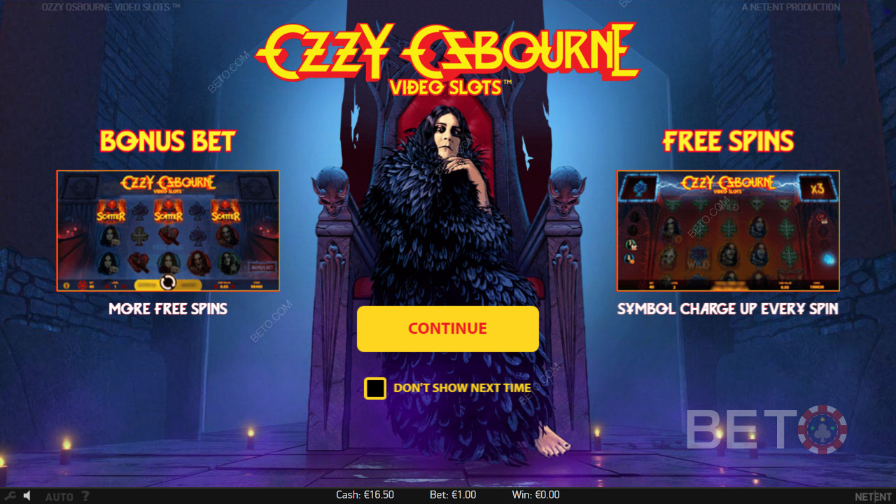 Наслаждайтесь бонусной ставкой и бесплатными вращениями в игровом автомате Ozzy Osbourne