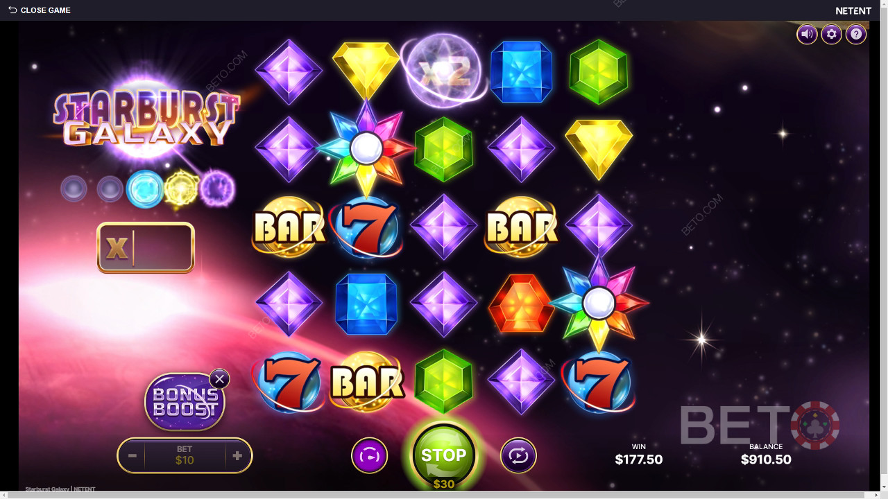 Выиграйте 25 000x вашу ставку в слоте Starburst Galaxy!