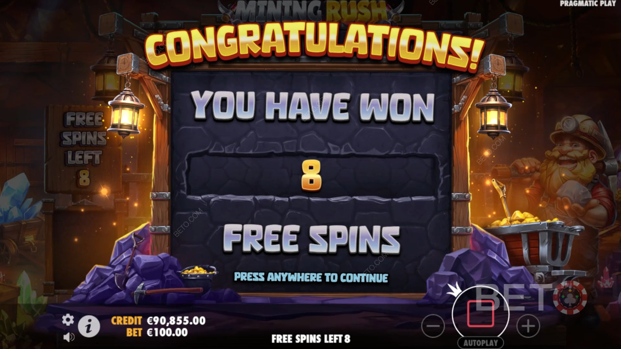 Бонусные функции, объясненные в Mining Rush by Pragmatic Play