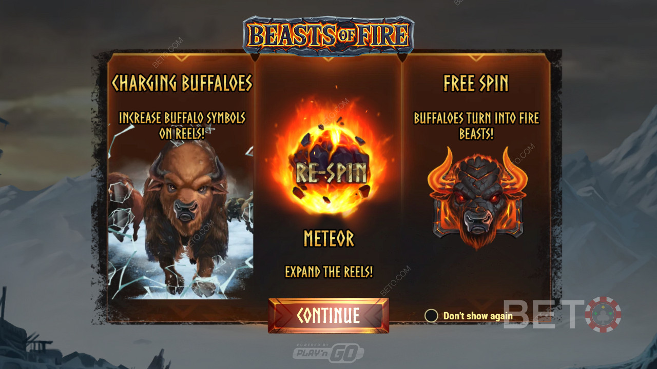 Вступительный экран Beasts of Fire, на котором показана информация об игровом процессе
