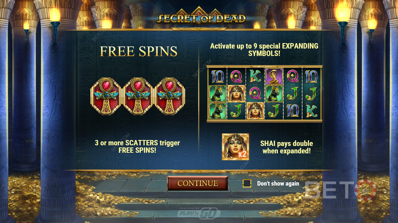 Наслаждайтесь бесплатными спинами и азартными играми в слоте Secret of Dead