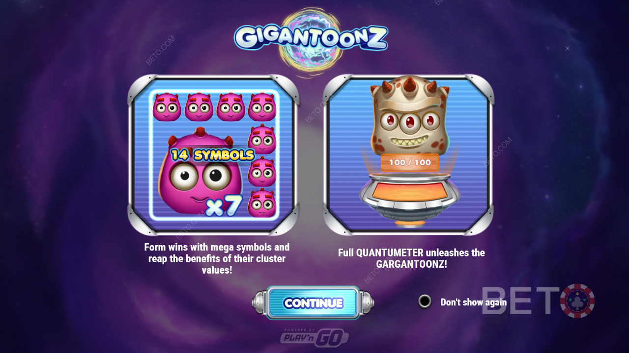 Наслаждайтесь мега-символами, 4 модификаторами и кластерными выигрышами в слоте Gigantoonz