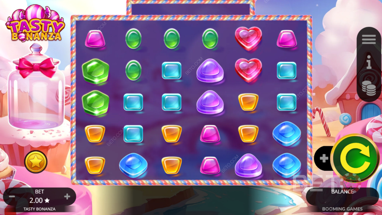 Бонусные функции, объясненные в Tasty Bonanza by Booming Games