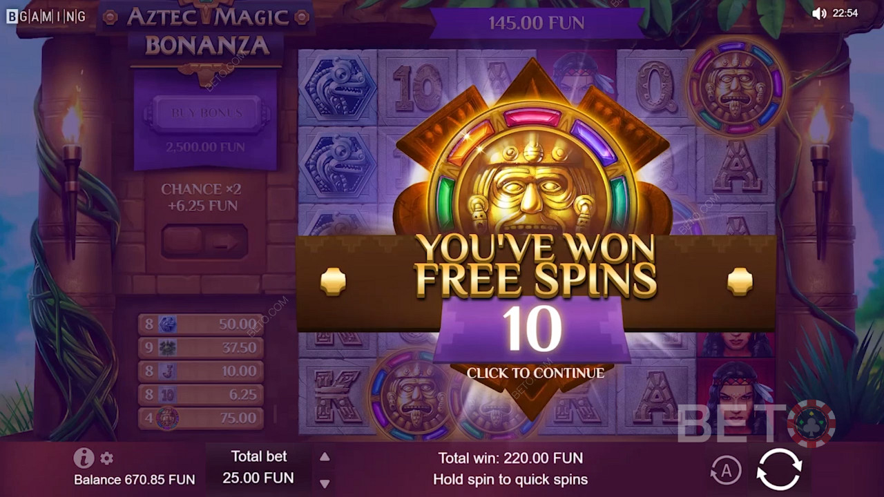 Крупный выигрыш в бесплатных спинах в слоте казино Aztec Magic Bonanza