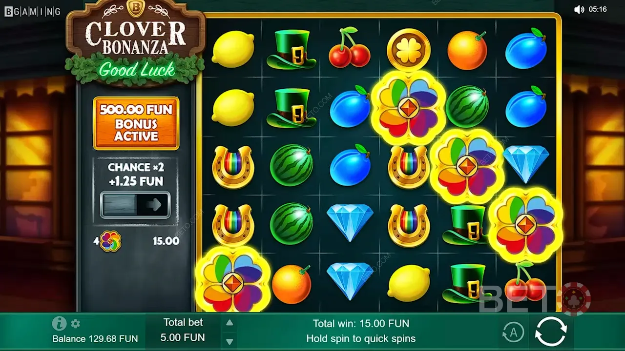 Геймплей игрового автомата Clover Bonanza в казино