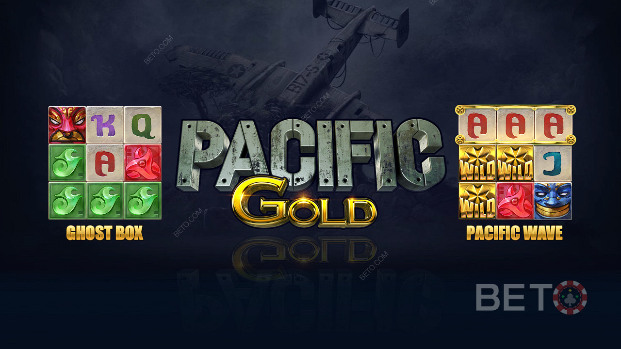 Наслаждайтесьуникальными функциями, такими как Ghost Box и Pacific Wave в слоте Pacific Gold