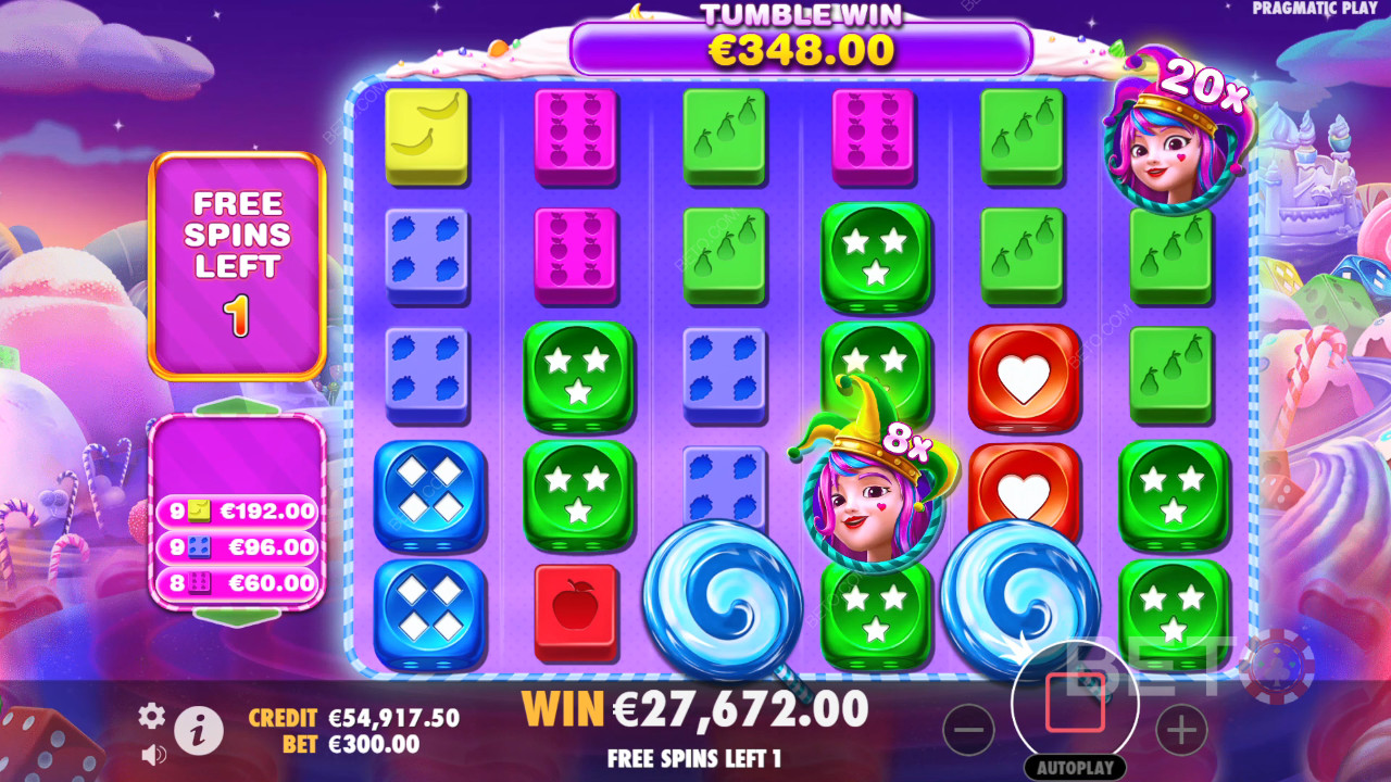 Бонусные функции объяснены в Sweet Bonanza 1000 Dice by Pragmatic Play