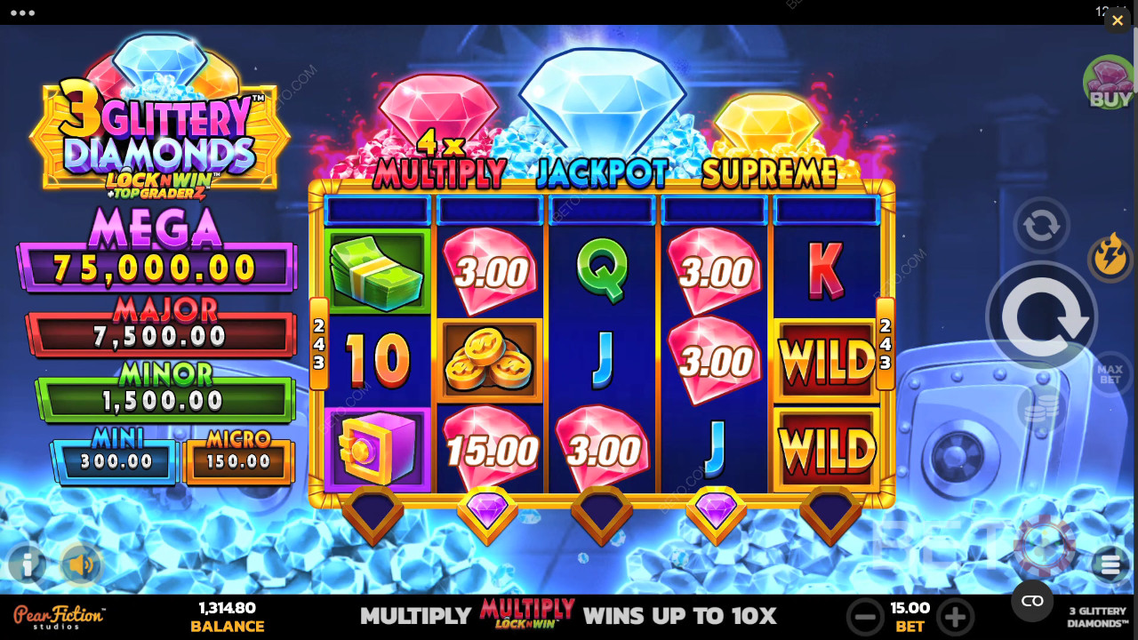 Обзор 3 Glittery Diamonds от BETO Slots