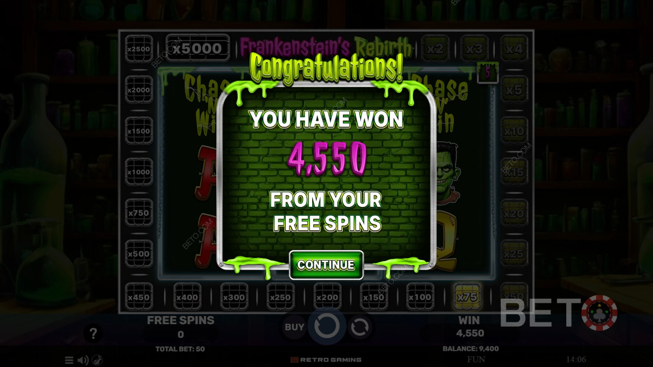 Выиграйте 5 000x вашу ставку в слоте Frankenstein