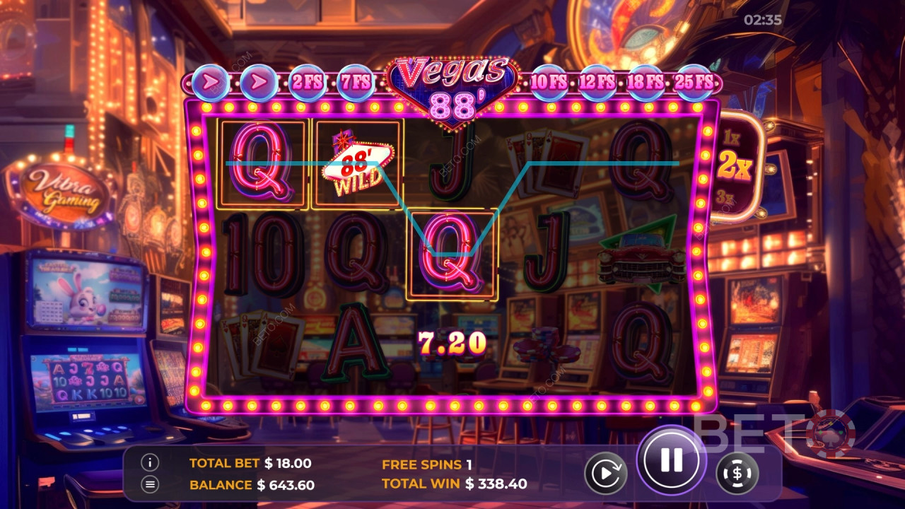 Выиграйте 2,600x вашу ставку в видеослоте Vegas 88!