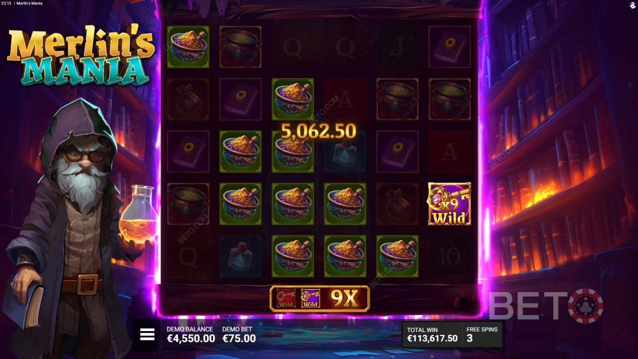 Бонусные функции в игре Merlin