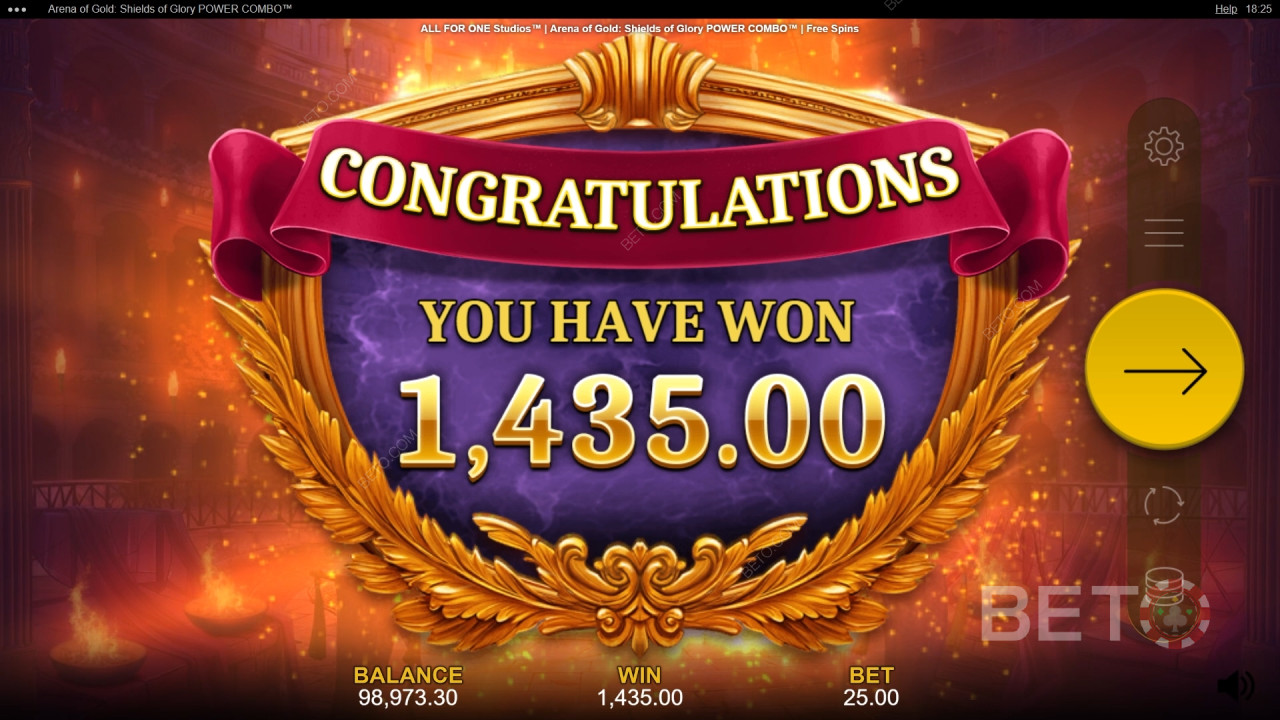 Выиграйте 10 000x вашу ставку в Arena of Gold: Shields of Glory Power Combo Video Slot!