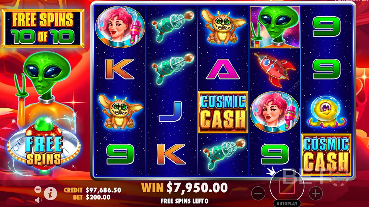 Геймплей игры в казино Cosmic Cash