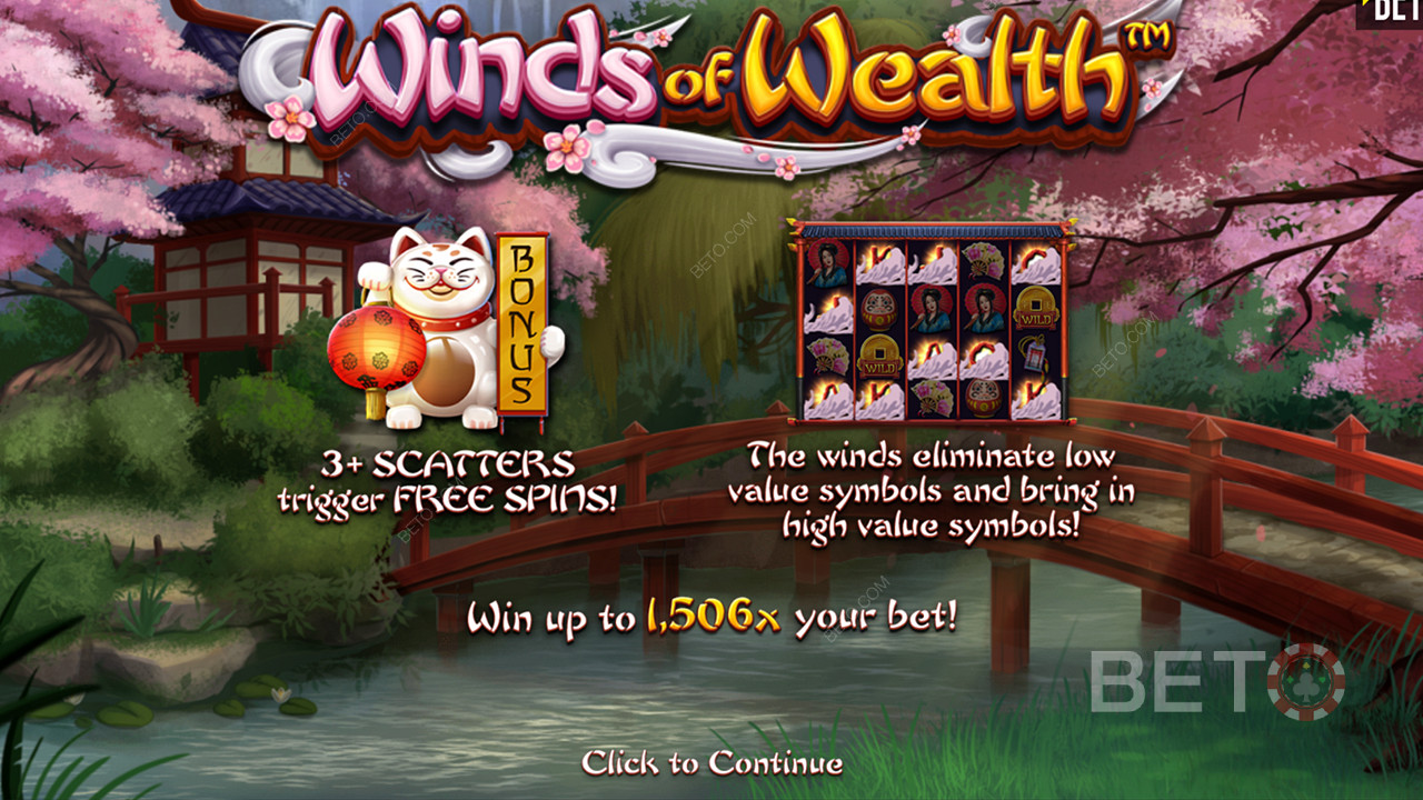 Максимальный выигрыш составляет 1 506x от вашей ставки в онлайн слоте Winds of Wealth
