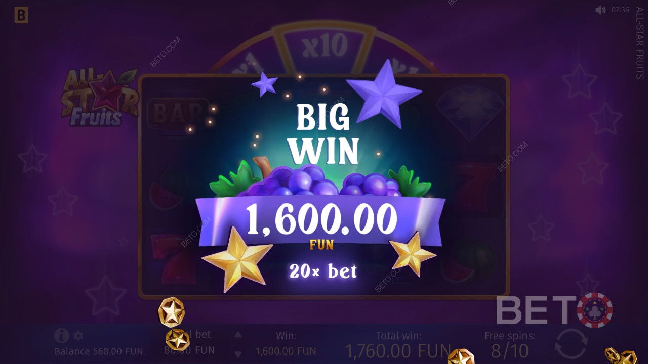Выиграйте 1 500x вашу ставку в слоте All-Star Fruits!