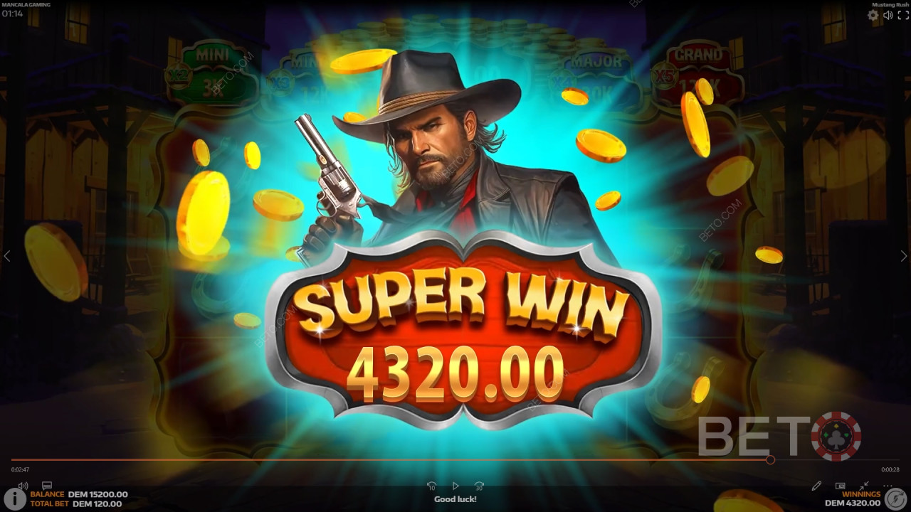 Выиграйте 5,105x вашу ставку в онлайн слоте Mustang Rush!