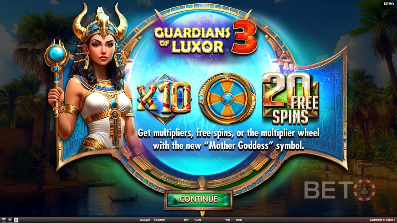 Объяснение бонусных функций в игре «Guardians of Luxor 3» от Red Rake Gaming
