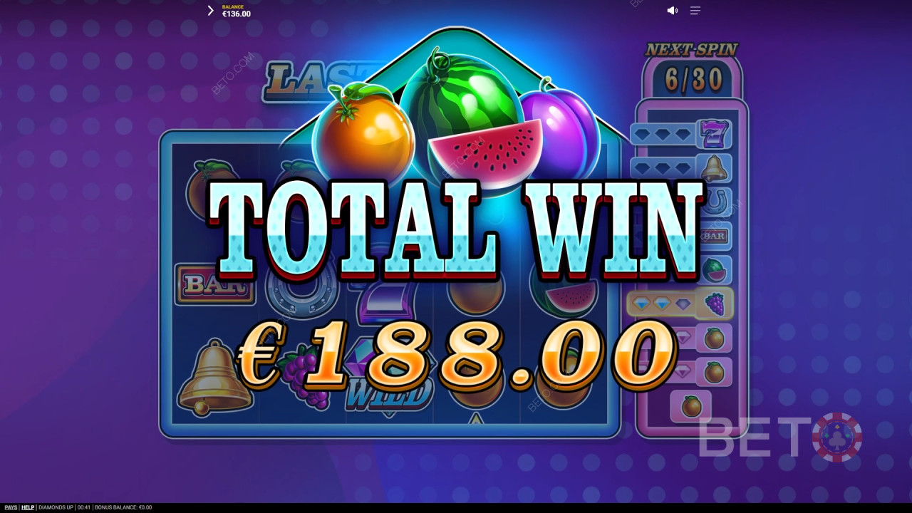 Выиграйте 20 000x вашу ставку в видеослоте Diamonds Up!