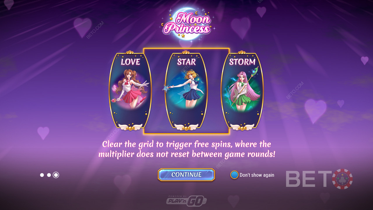 Выберите тип бесплатных вращений, которые вы хотите получить в игровом автомате Moon Princess