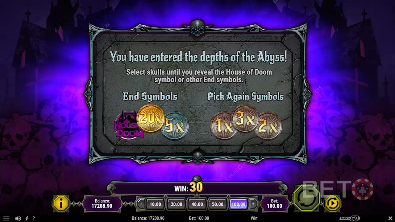 Разблокируйте бонусную игру Skulls of Abyss, чтобы получить максимальный выигрыш с множителями