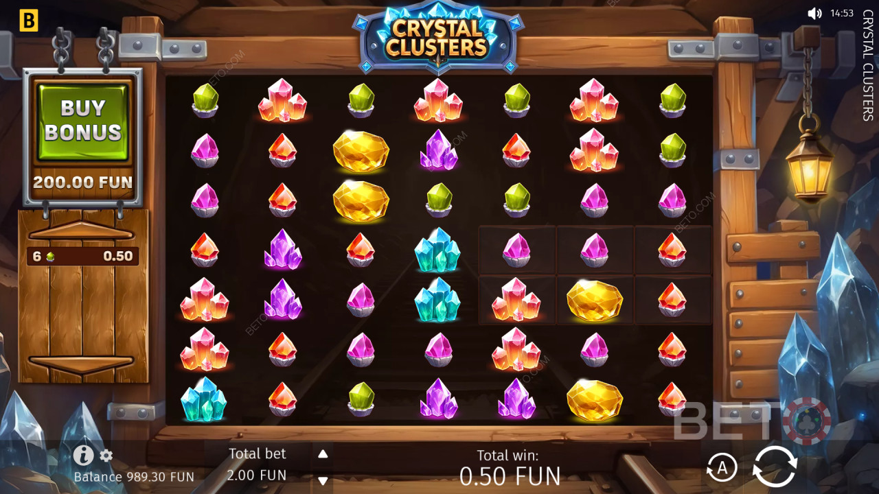 Обзор бонусных функций в игре «Crystal Clusters» от BGaming