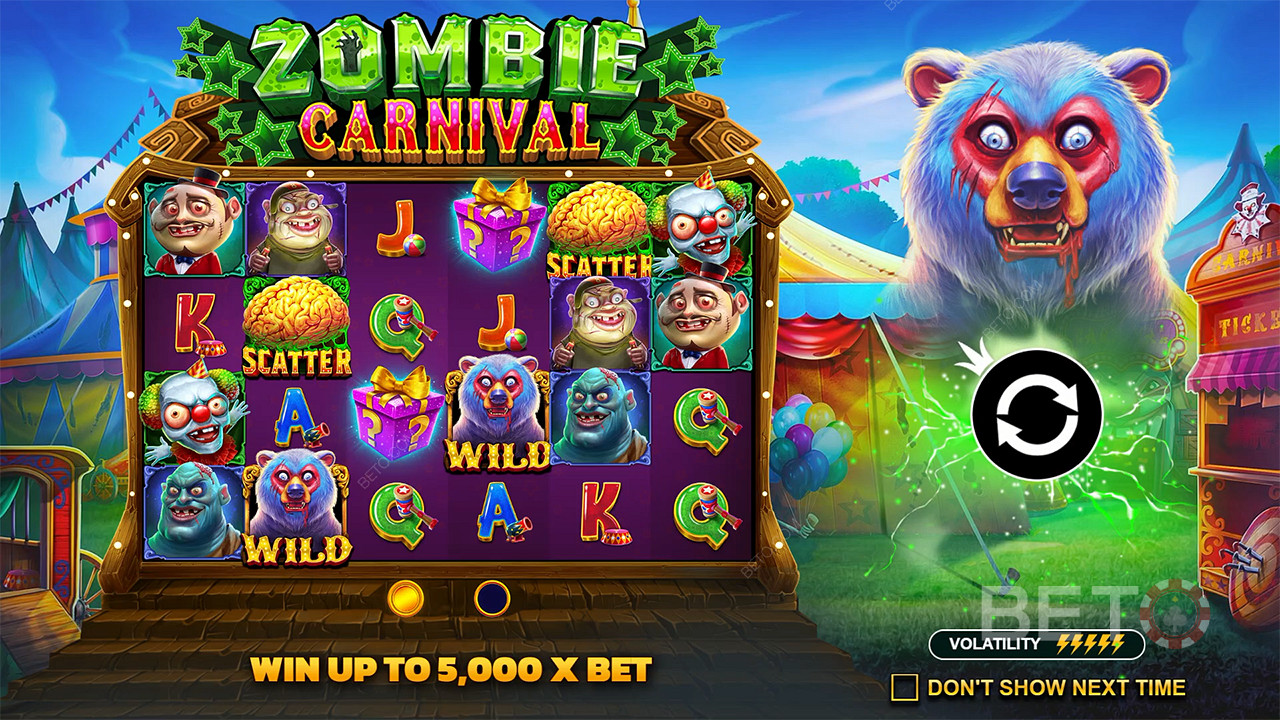 Выигрыш до 5 000x от суммы ставки в слоте Zombie Carnival