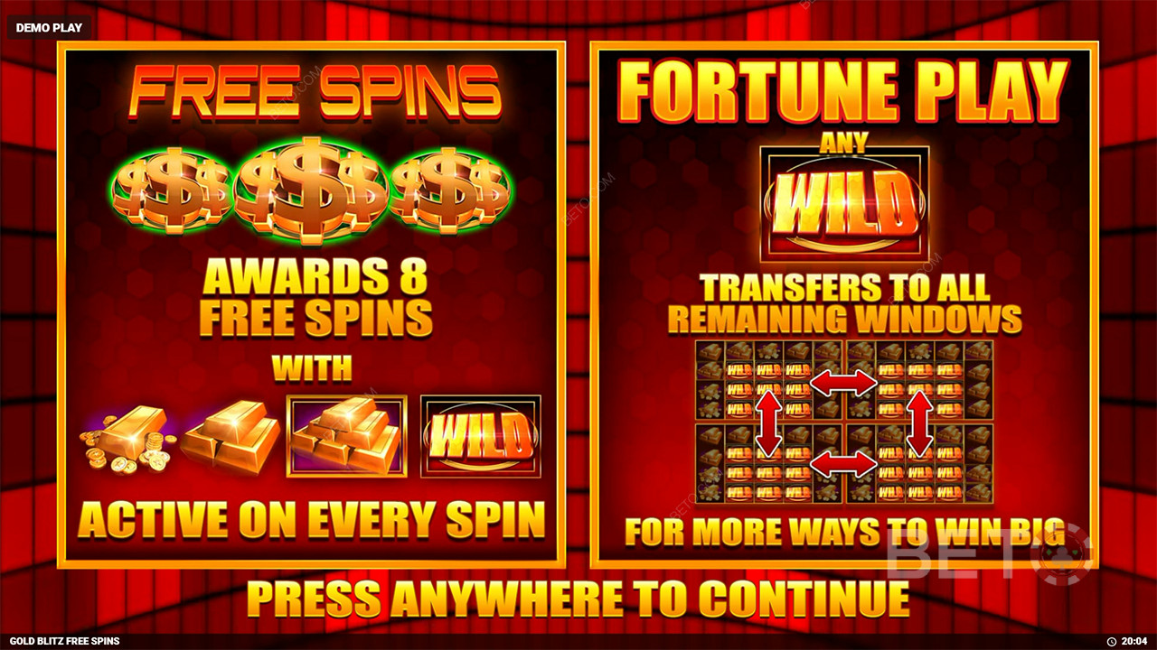 Бонусные функции, объясненные в Gold Blitz Free Spins от Blueprint